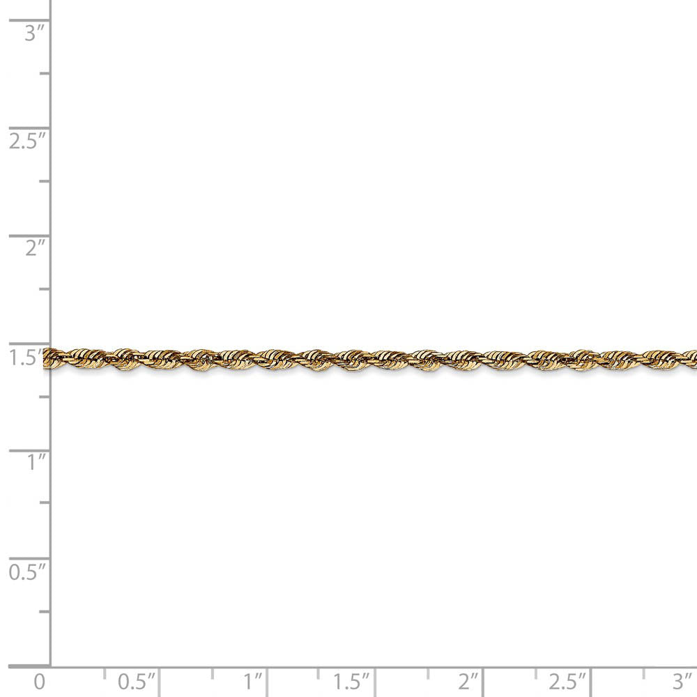 Alternate view of the 2.5mm, 14k Yellow Gold Light Diamond Cut Rope Chain Bracelet by The Black Bow Jewelry Co.