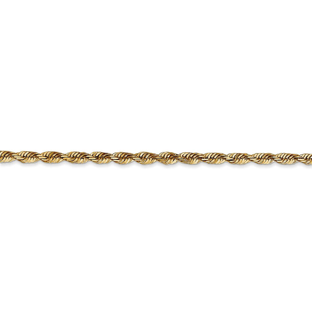 Alternate view of the 2.75mm, 14k Yellow Gold Light Diamond Cut Rope Chain Bracelet by The Black Bow Jewelry Co.