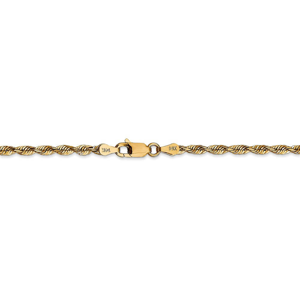 Alternate view of the 2.75mm, 14k Yellow Gold Light Diamond Cut Rope Chain Necklace by The Black Bow Jewelry Co.