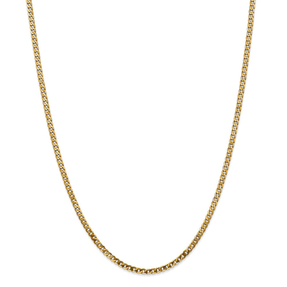 Alternate view of the 2.9mm 14k Yellow Gold Solid Beveled Curb Chain Necklace by The Black Bow Jewelry Co.