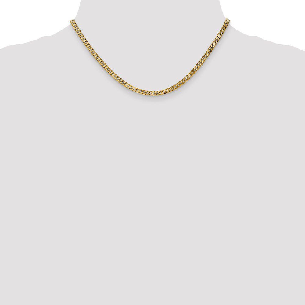 Alternate view of the 3.2mm, 14k Yellow Gold, Solid Beveled Curb Chain Necklace, 16 Inch by The Black Bow Jewelry Co.