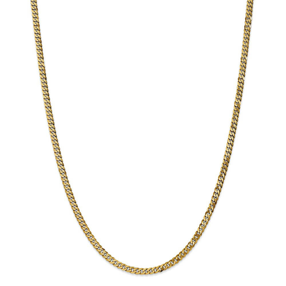 Alternate view of the 3.2mm, 14k Yellow Gold, Solid Beveled Curb Chain Necklace, 16 Inch by The Black Bow Jewelry Co.