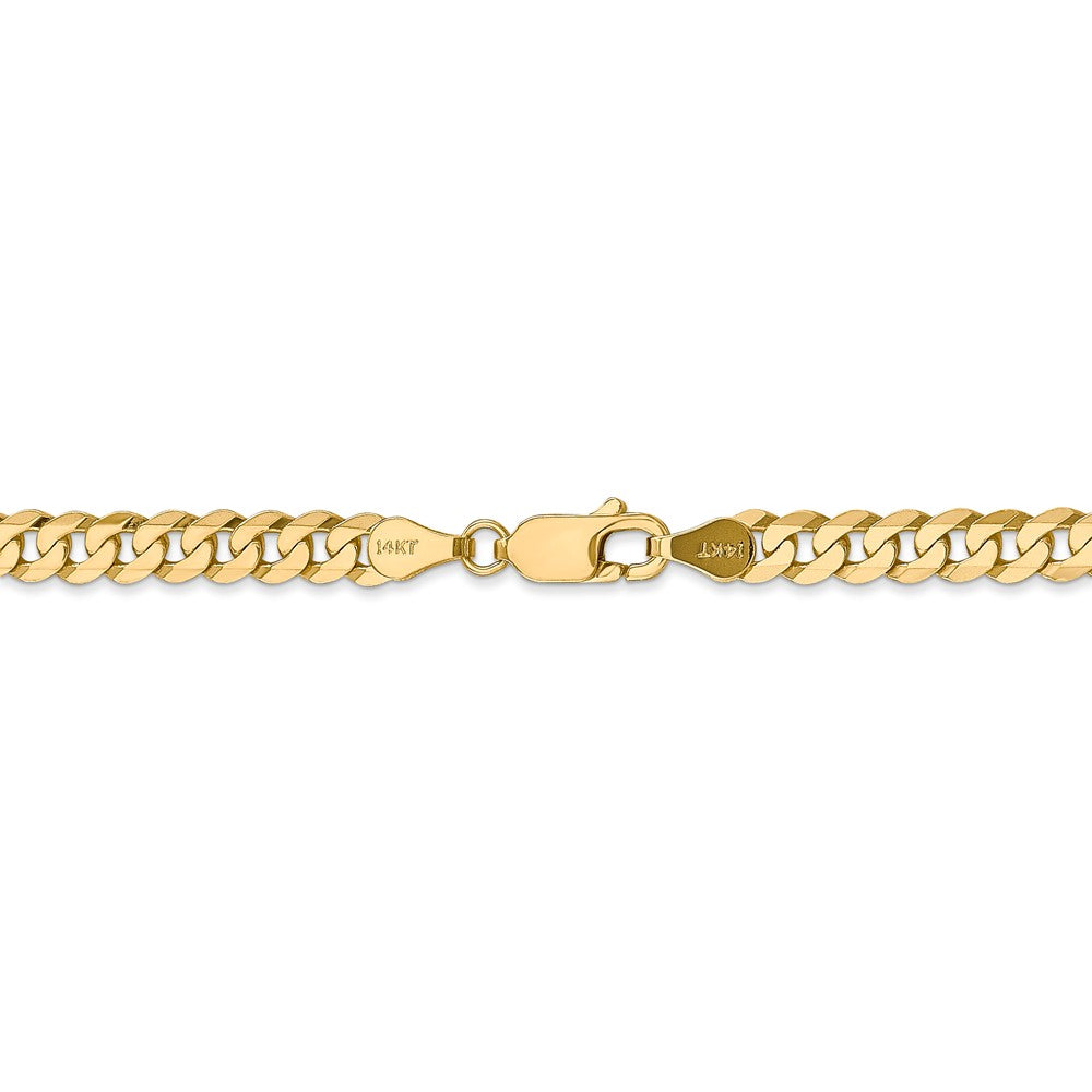 Alternate view of the 4.75mm, 14k Yellow Gold, Solid Beveled Curb Chain Necklace by The Black Bow Jewelry Co.