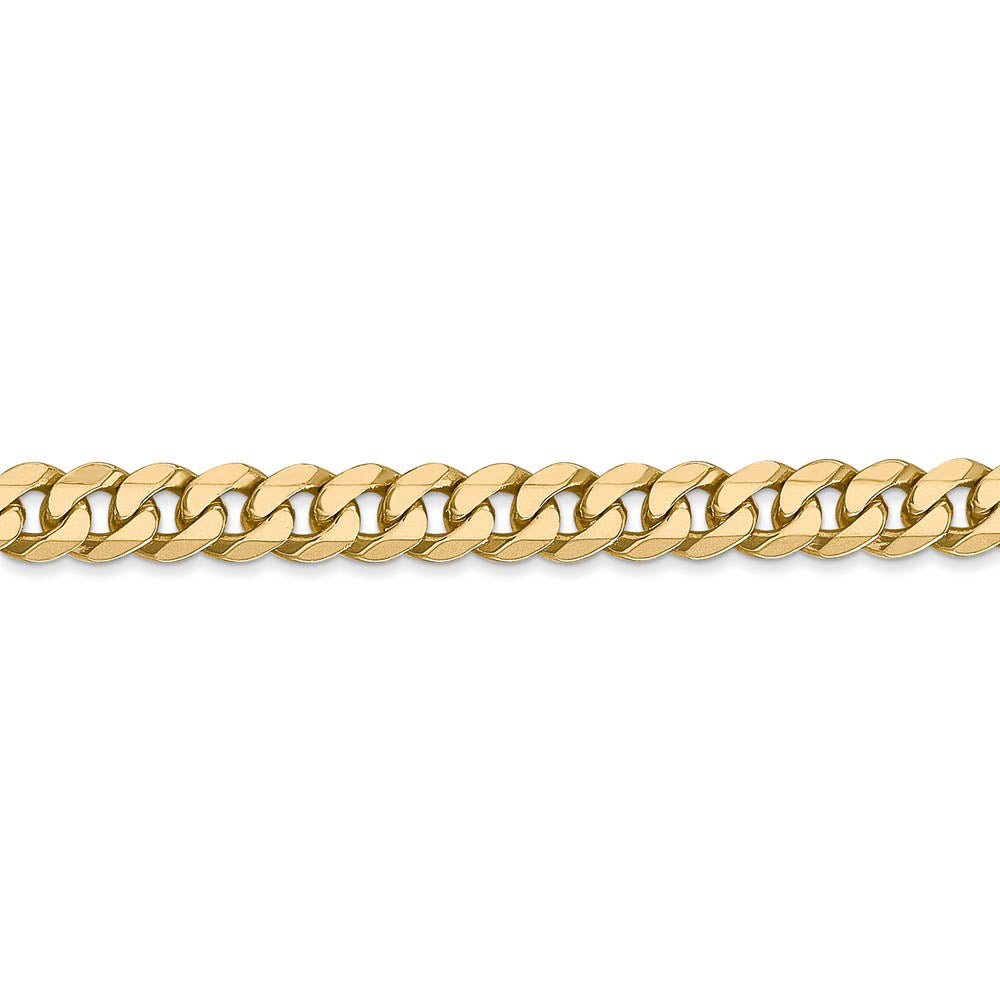 Alternate view of the Mens 5.75mm 14k Yellow Gold Solid Beveled Curb Chain Bracelet by The Black Bow Jewelry Co.