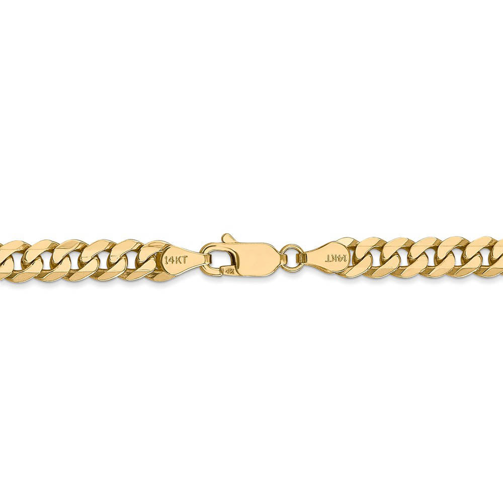 Alternate view of the Mens 5.75mm 14k Yellow Gold Solid Beveled Curb Chain Bracelet by The Black Bow Jewelry Co.