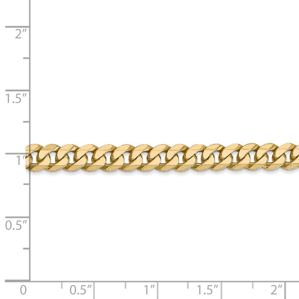 Alternate view of the Mens 5.75mm 14k Yellow Gold Solid Beveled Curb Chain Bracelet by The Black Bow Jewelry Co.