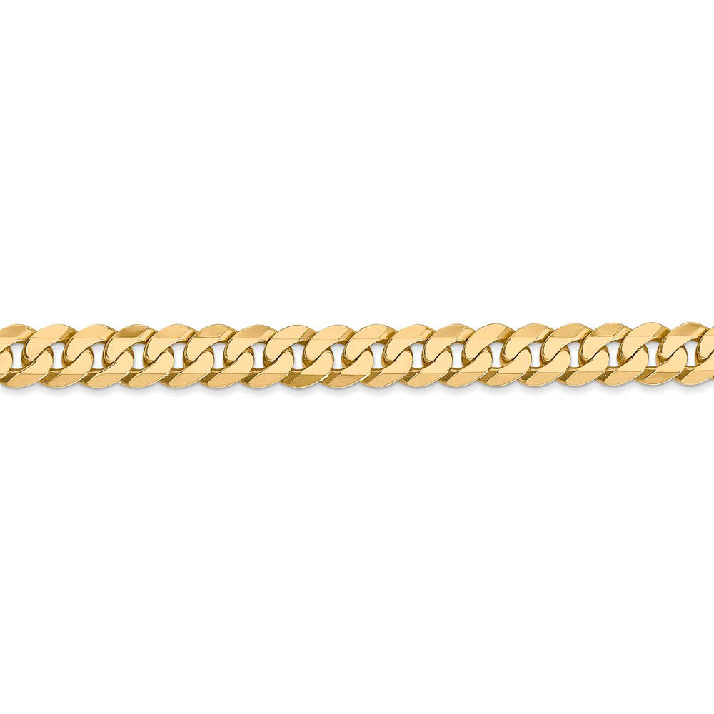 Alternate view of the Men's 6.25mm 14K Yellow Gold Solid Flat Beveled Curb Chain Bracelet by The Black Bow Jewelry Co.