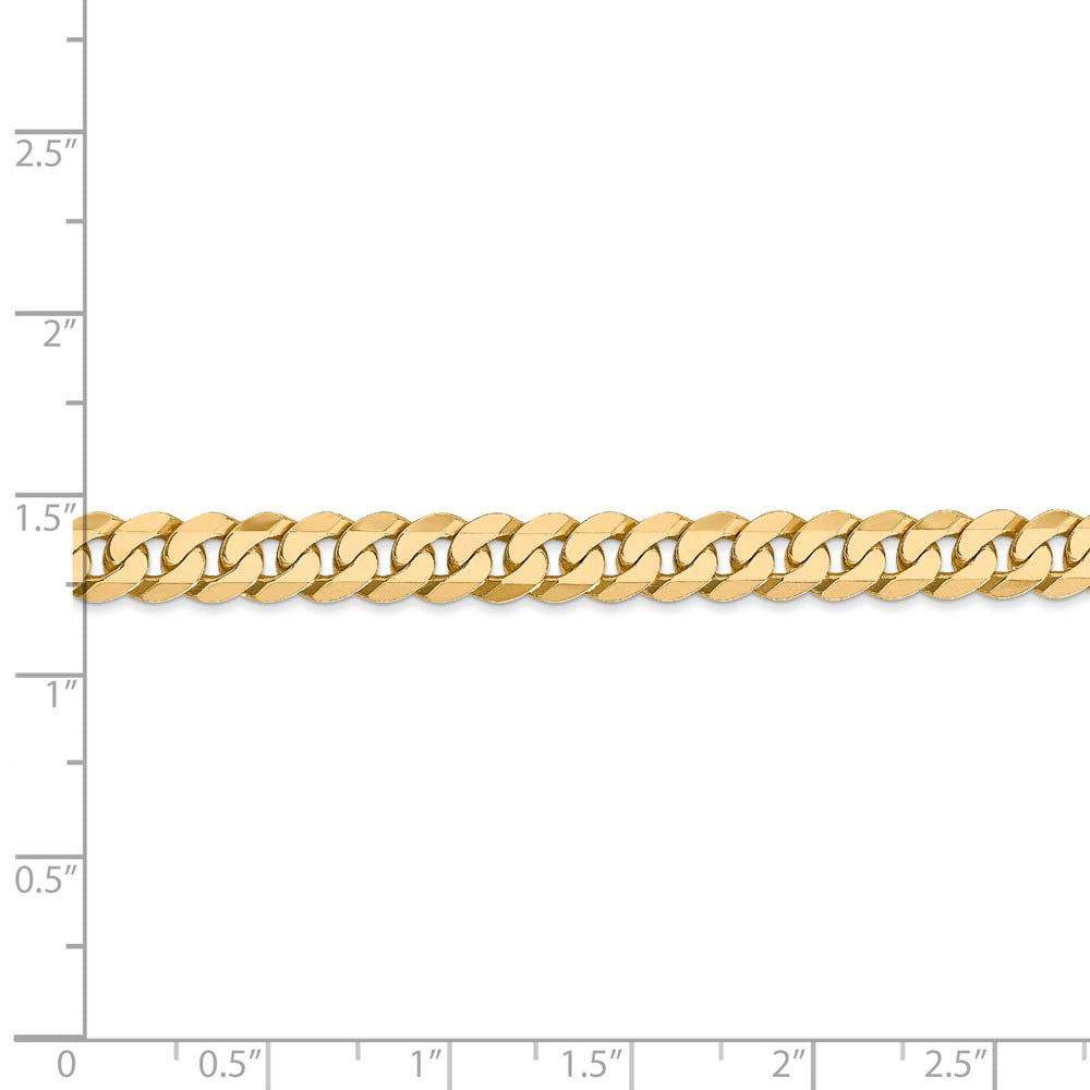 Alternate view of the Men's 6.25mm 14K Yellow Gold Solid Flat Beveled Curb Chain Bracelet by The Black Bow Jewelry Co.