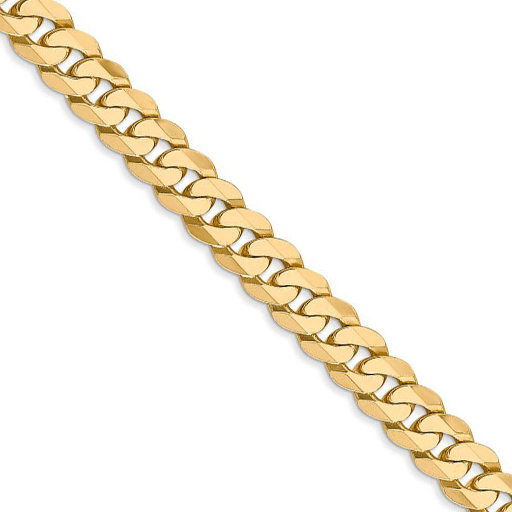 Men's 6.25mm 14k Yellow Gold Solid Beveled Curb Chain Necklace