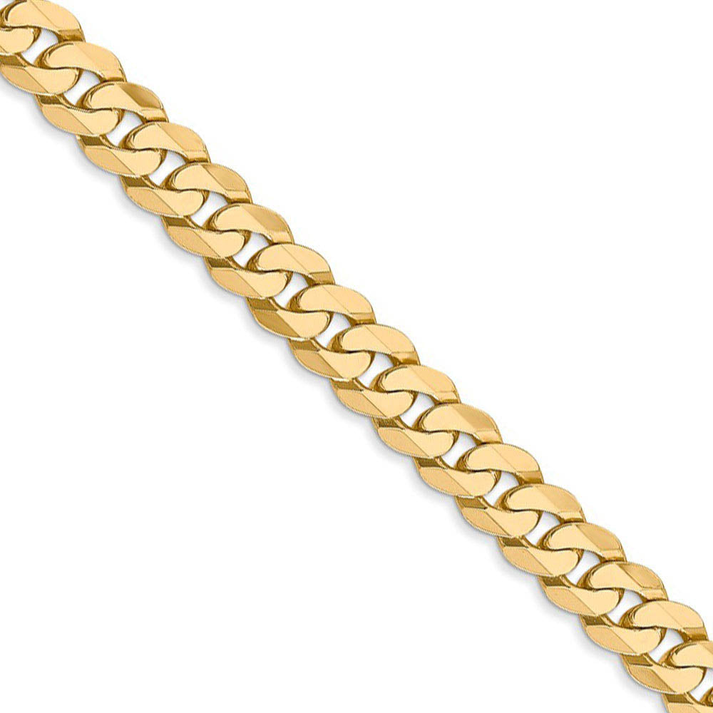 Men's 6.25mm 14k Yellow Gold Solid Beveled Curb Chain Necklace