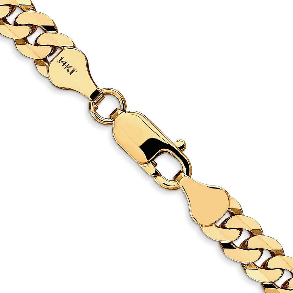 Alternate view of the Men's 6.25mm 14k Yellow Gold Solid Beveled Curb Chain Necklace by The Black Bow Jewelry Co.