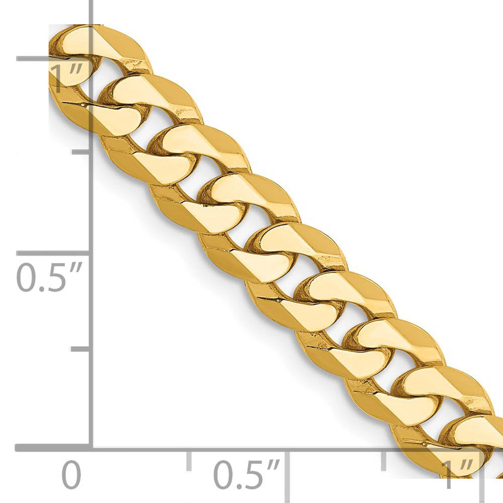 Alternate view of the Men's 6.25mm 14k Yellow Gold Solid Beveled Curb Chain Necklace by The Black Bow Jewelry Co.