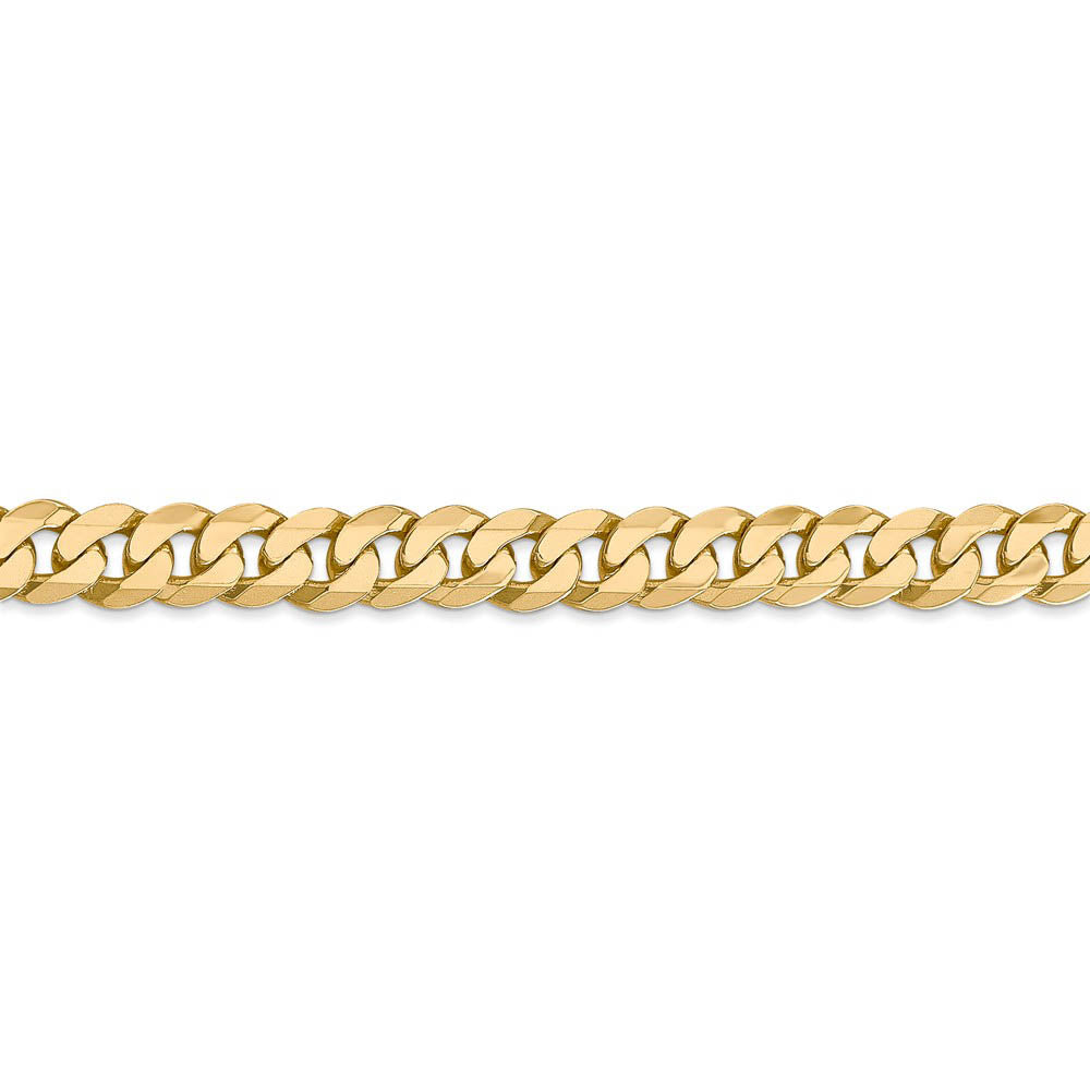 Alternate view of the Men's 7.25mm 14K Yellow Gold Solid Flat Beveled Curb Chain Bracelet by The Black Bow Jewelry Co.