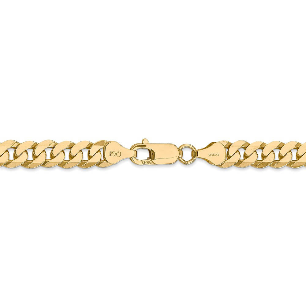 Alternate view of the Men's 7.25mm 14K Yellow Gold Solid Flat Beveled Curb Chain Bracelet by The Black Bow Jewelry Co.