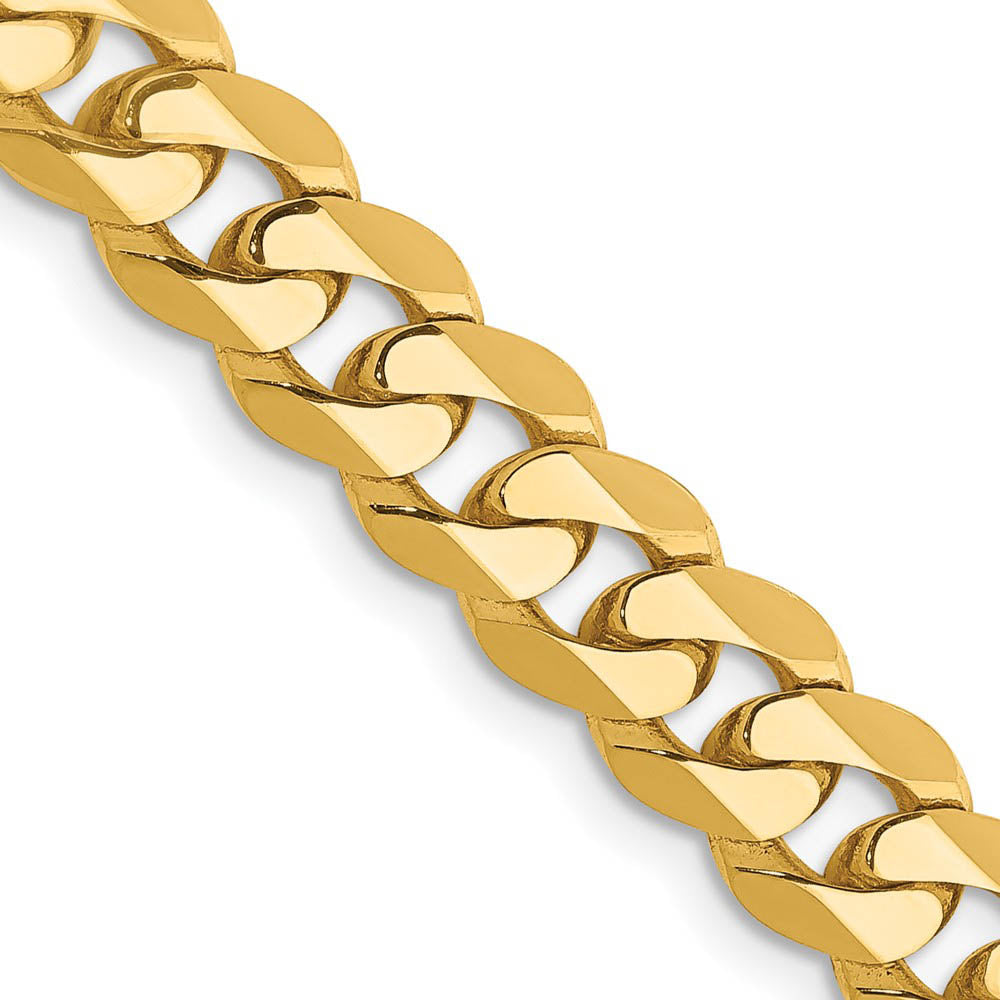 Men's 7.25mm 14k Yellow Gold Solid Beveled Curb Chain Necklace, Item C8285 by The Black Bow Jewelry Co.