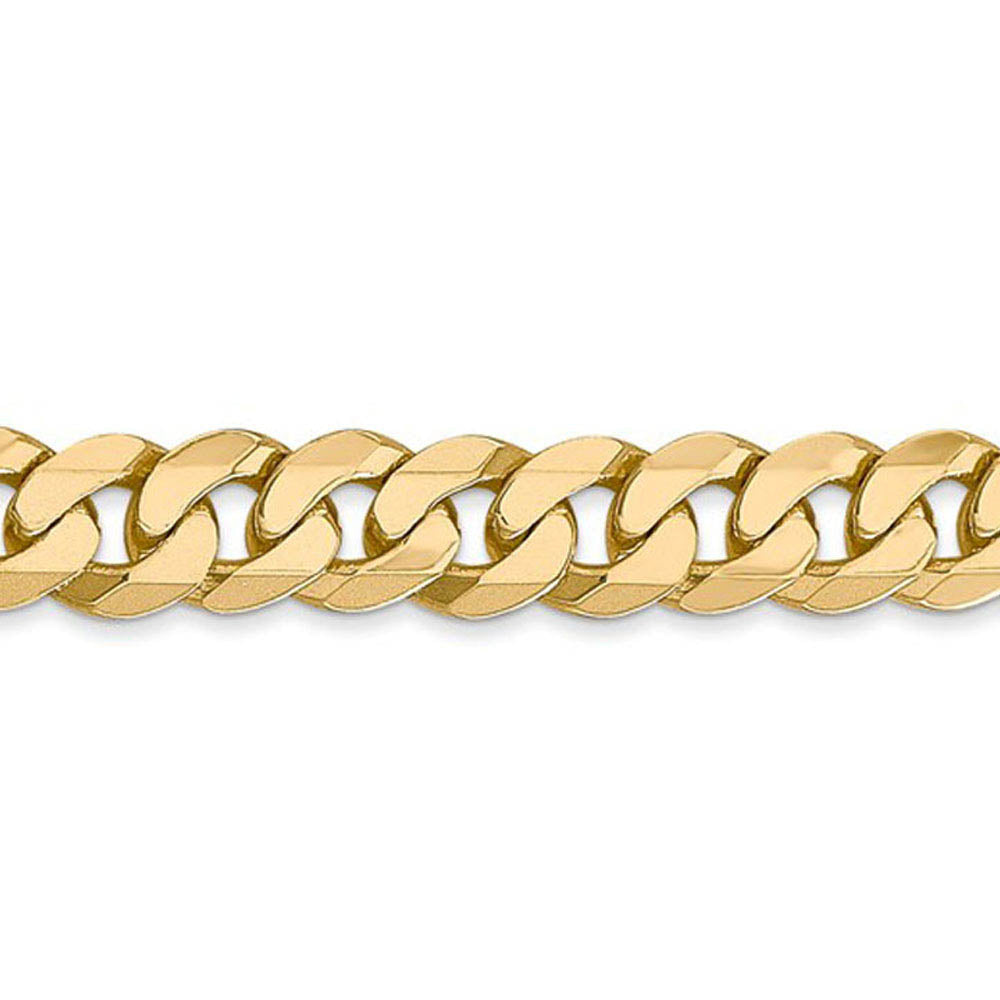 Alternate view of the Men's 7.25mm 14k Yellow Gold Solid Beveled Curb Chain Necklace by The Black Bow Jewelry Co.