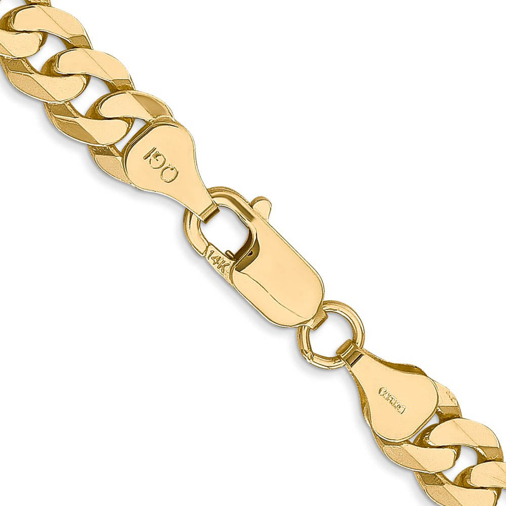 Alternate view of the Men's 7.25mm 14k Yellow Gold Solid Beveled Curb Chain Necklace by The Black Bow Jewelry Co.