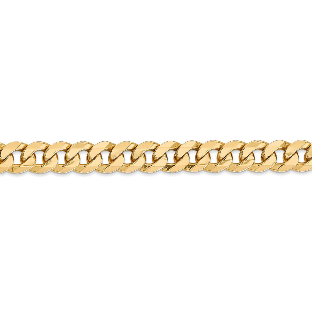 Alternate view of the Men's 8mm 14K Yellow Gold Solid Beveled Curb Chain Bracelet by The Black Bow Jewelry Co.
