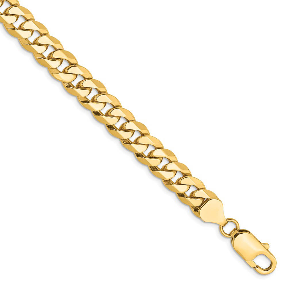 Alternate view of the Men's 8mm 14K Yellow Gold Solid Beveled Curb Chain Bracelet by The Black Bow Jewelry Co.