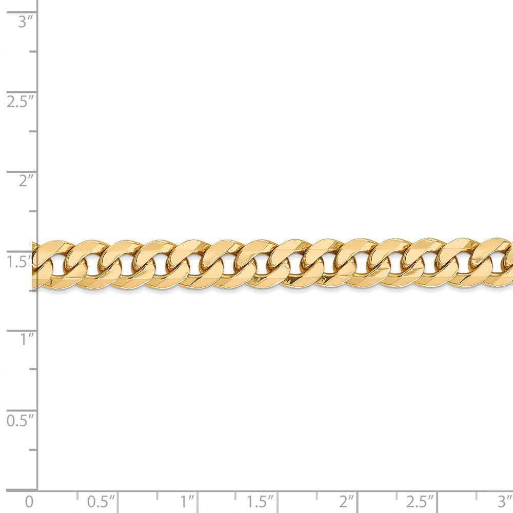 Alternate view of the Men's 8mm 14K Yellow Gold Solid Beveled Curb Chain Bracelet by The Black Bow Jewelry Co.