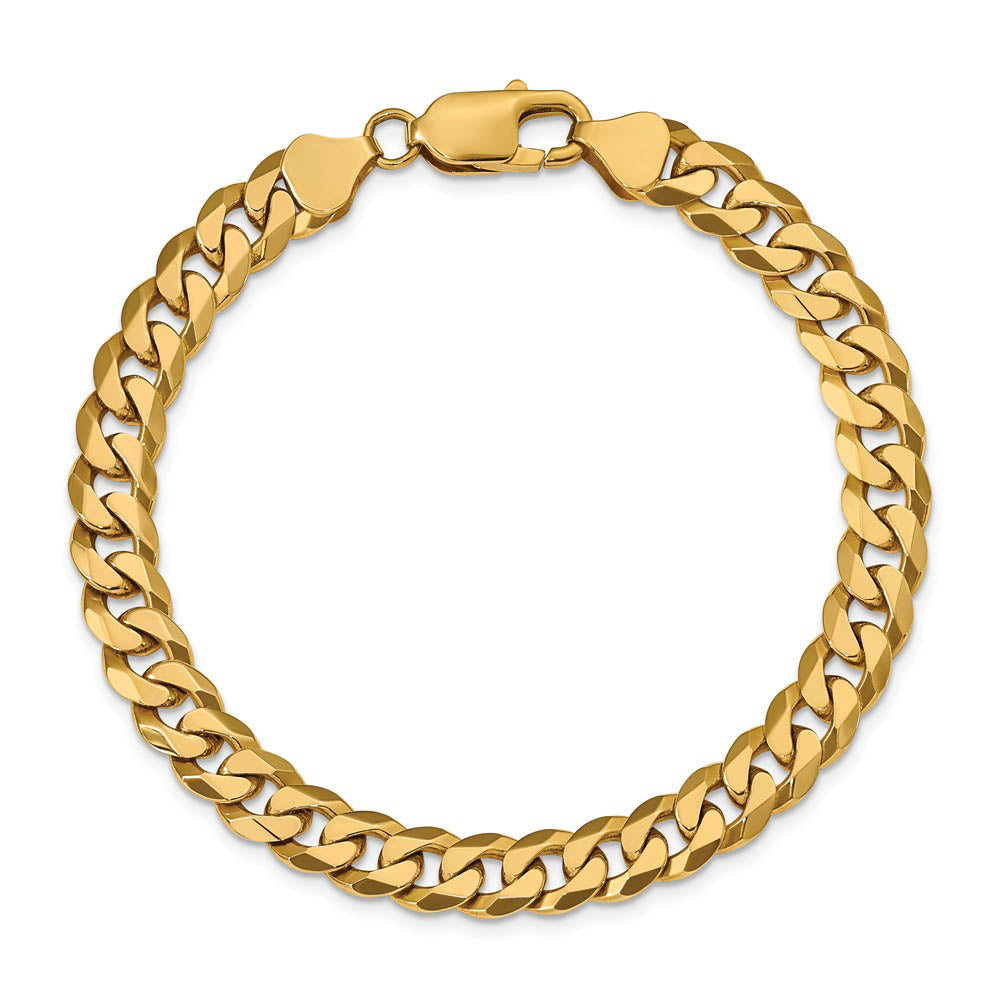 Alternate view of the Men's 8mm 14K Yellow Gold Solid Beveled Curb Chain Bracelet by The Black Bow Jewelry Co.