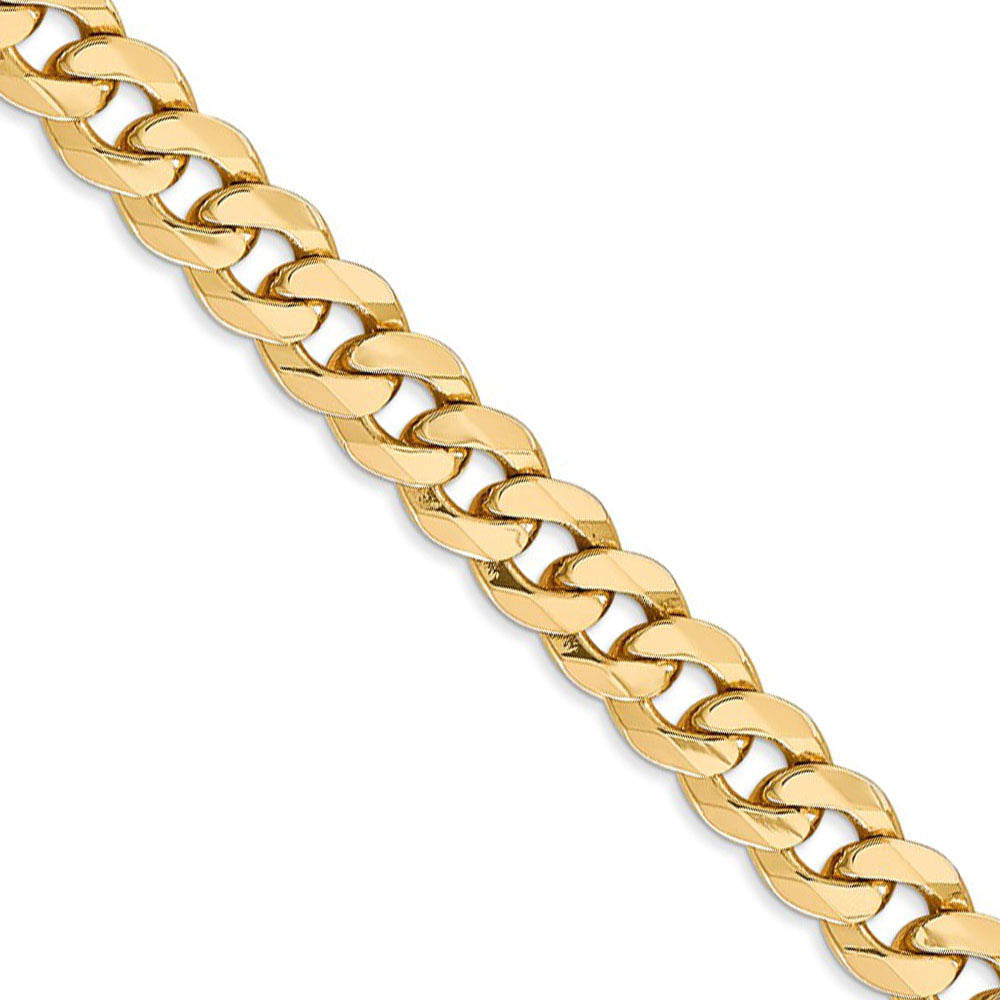 Men's 8mm 14k Yellow Gold Solid Beveled Curb Chain Necklace