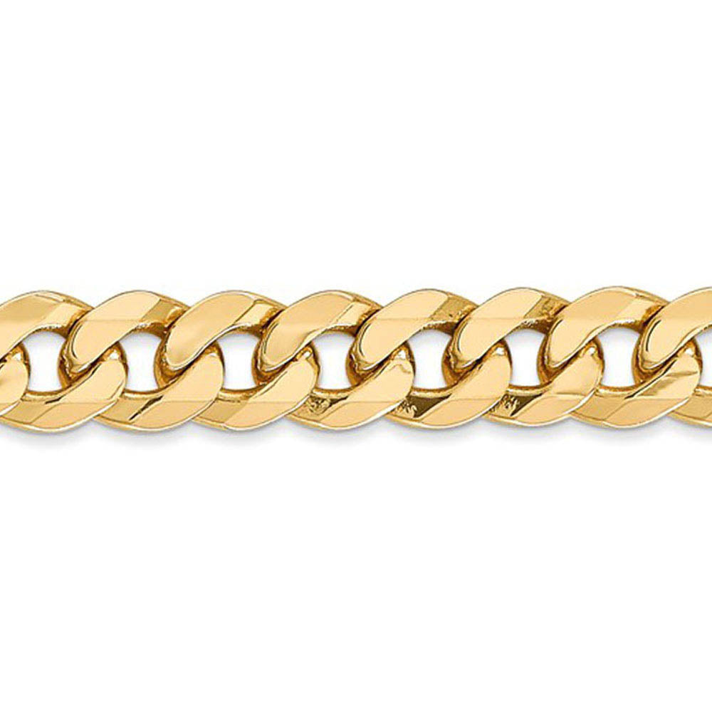 Alternate view of the Men's 8mm 14k Yellow Gold Solid Beveled Curb Chain Necklace by The Black Bow Jewelry Co.
