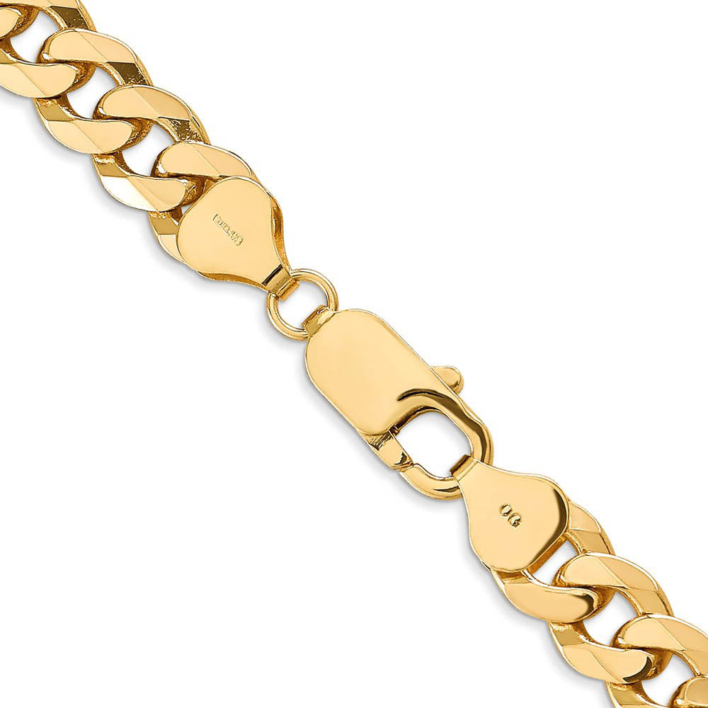 Alternate view of the Men's 8mm 14k Yellow Gold Solid Beveled Curb Chain Necklace by The Black Bow Jewelry Co.