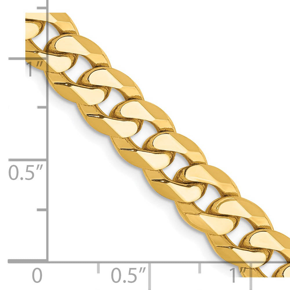 Alternate view of the Men's 8mm 14k Yellow Gold Solid Beveled Curb Chain Necklace by The Black Bow Jewelry Co.