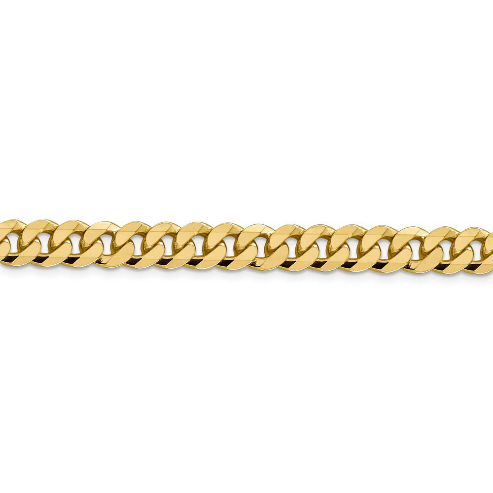 Alternate view of the 8.5mm, 14K Yellow Gold, Solid Beveled Curb Chain Bracelet by The Black Bow Jewelry Co.