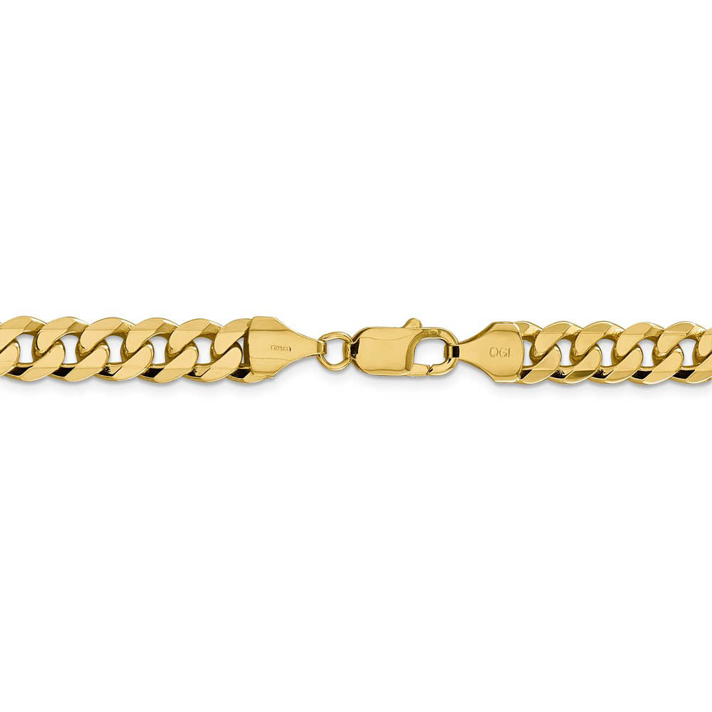 Alternate view of the 8.5mm, 14K Yellow Gold, Solid Beveled Curb Chain Bracelet by The Black Bow Jewelry Co.