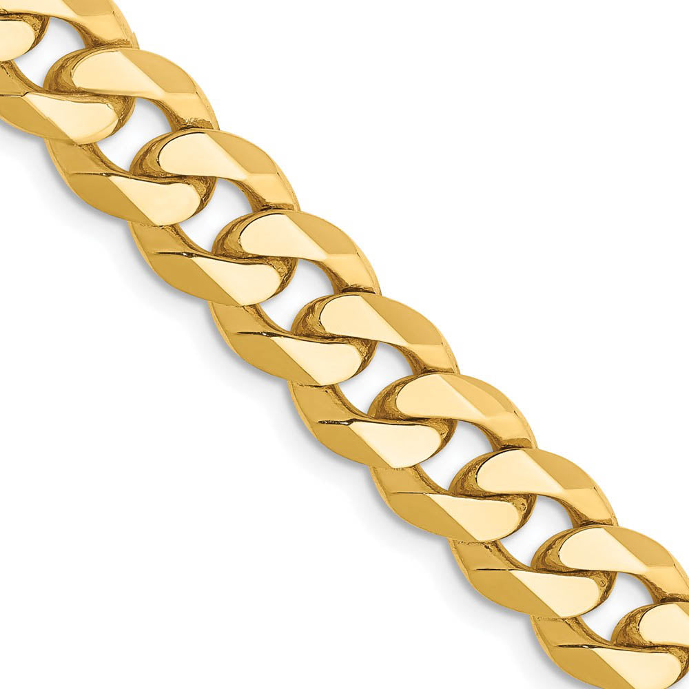 8.5mm, 14k Yellow Gold, Solid Beveled Curb Chain Necklace, Item C8287 by The Black Bow Jewelry Co.