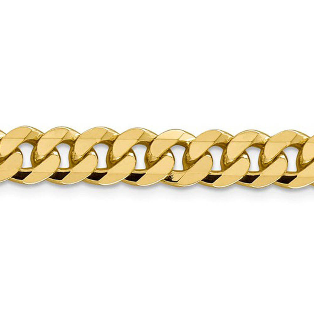 Alternate view of the 8.5mm, 14k Yellow Gold, Solid Beveled Curb Chain Necklace by The Black Bow Jewelry Co.