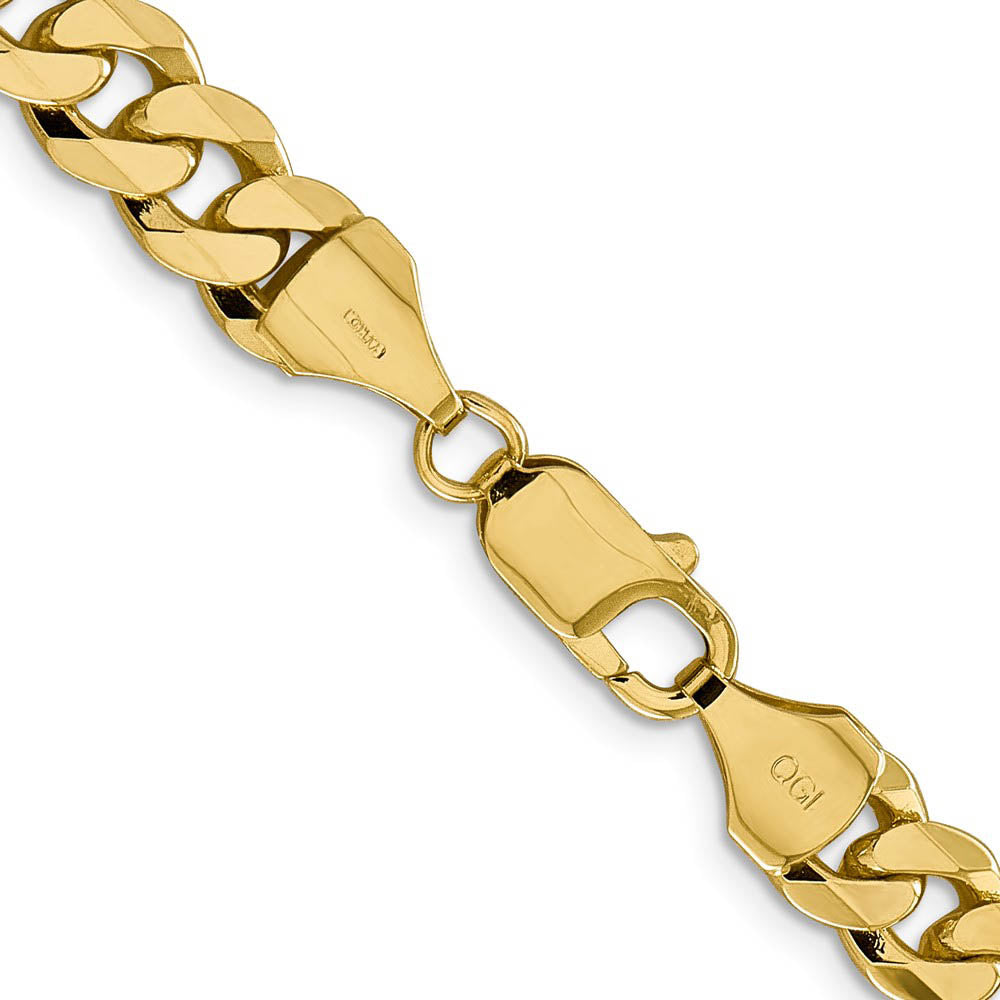 Alternate view of the 8.5mm, 14k Yellow Gold, Solid Beveled Curb Chain Necklace by The Black Bow Jewelry Co.