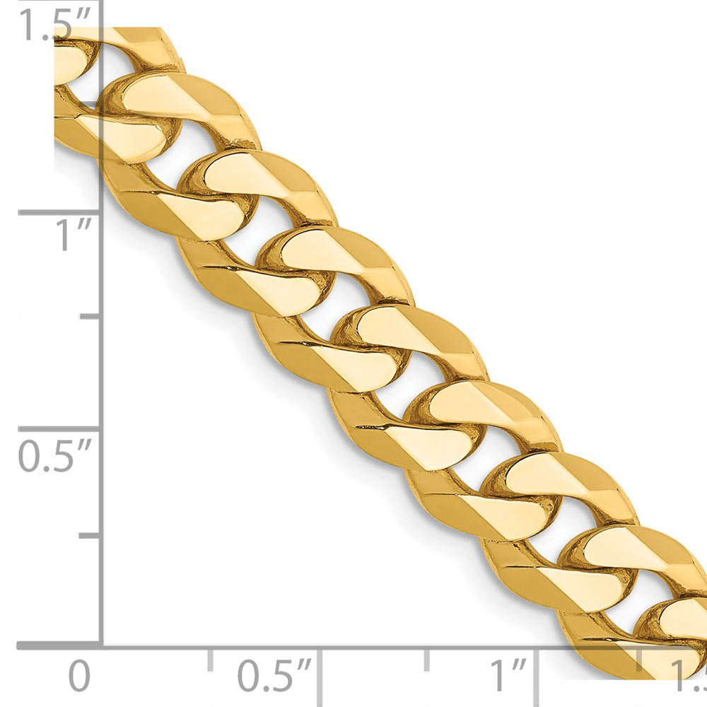 Alternate view of the 8.5mm, 14k Yellow Gold, Solid Beveled Curb Chain Necklace by The Black Bow Jewelry Co.