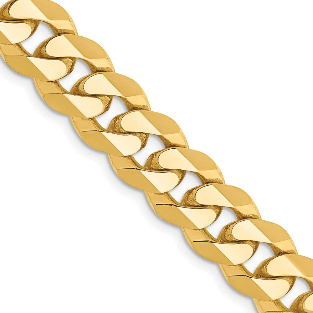 9.5mm, 14K Yellow Gold, Solid Beveled Curb Chain Bracelet, Item C8288-B by The Black Bow Jewelry Co.