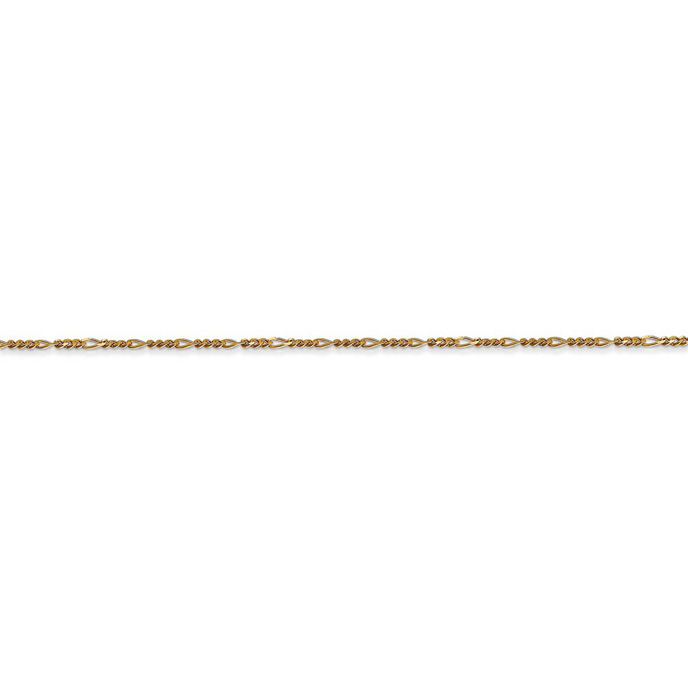 Alternate view of the 1.25mm, 14k Yellow Gold, Flat Figaro Chain Bracelet, 7 Inch by The Black Bow Jewelry Co.