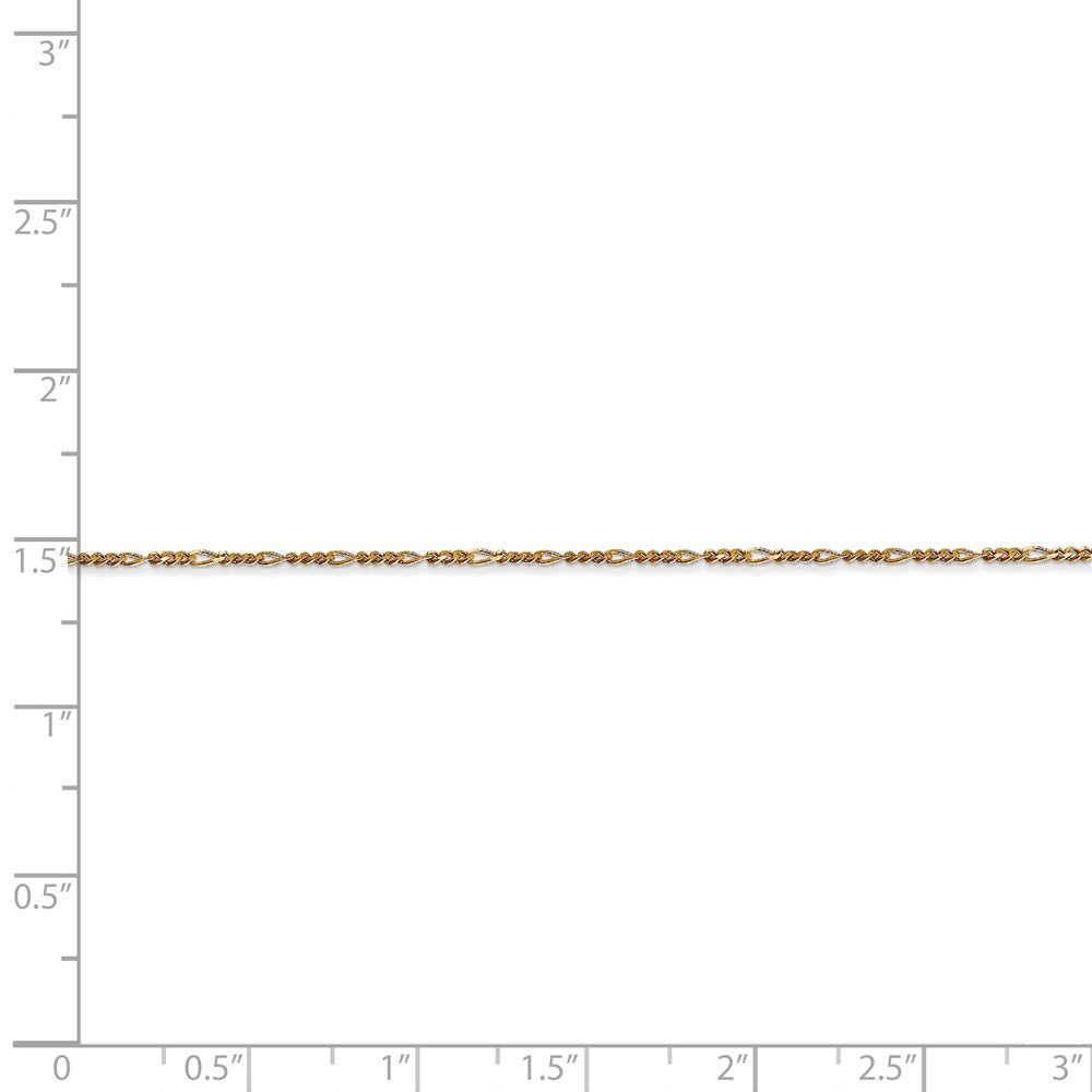 Alternate view of the 1.25mm, 14k Yellow Gold, Flat Figaro Chain Bracelet, 7 Inch by The Black Bow Jewelry Co.