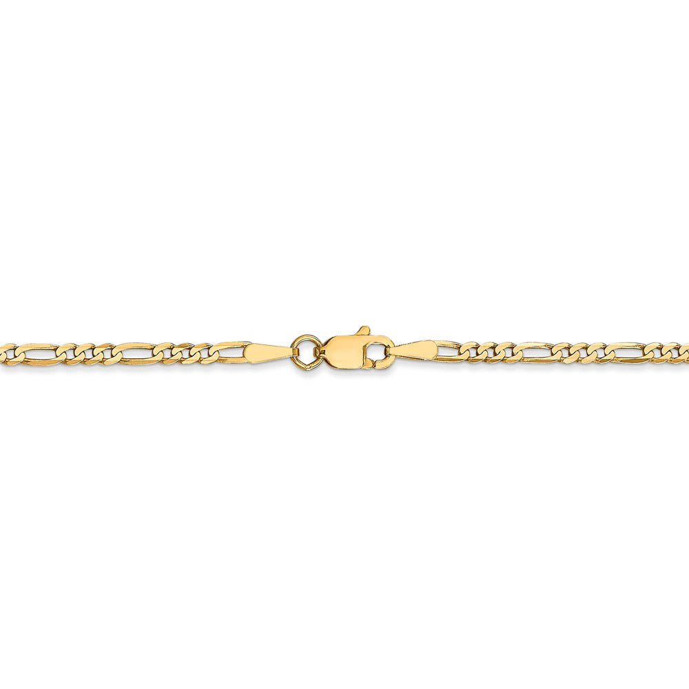 Alternate view of the 2.25mm, 14k Yellow Gold, Flat Figaro Chain Bracelet by The Black Bow Jewelry Co.