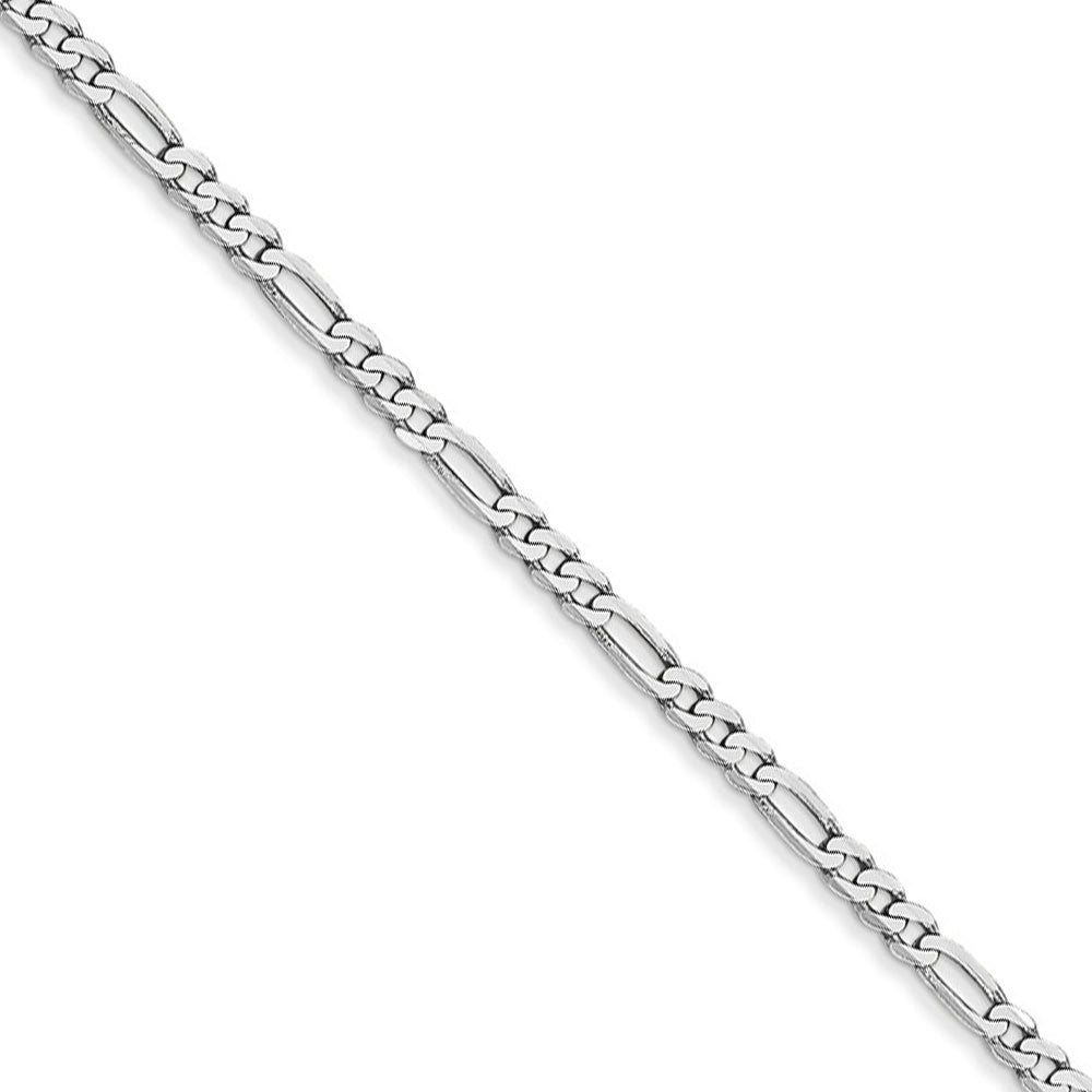 2.25mm, 14k White Gold, Flat Figaro Chain Necklace, Item C8298 by The Black Bow Jewelry Co.