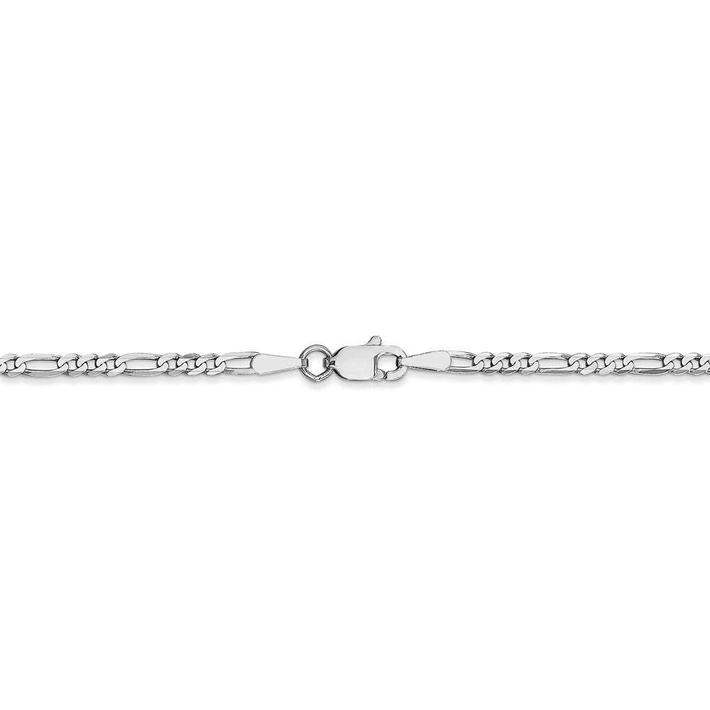 Alternate view of the 2.25mm, 14k White Gold, Flat Figaro Chain Necklace by The Black Bow Jewelry Co.