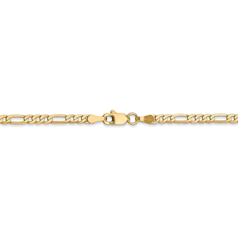 Alternate view of the 2.75mm, 14k Yellow Gold, Flat Figaro Chain Necklace by The Black Bow Jewelry Co.