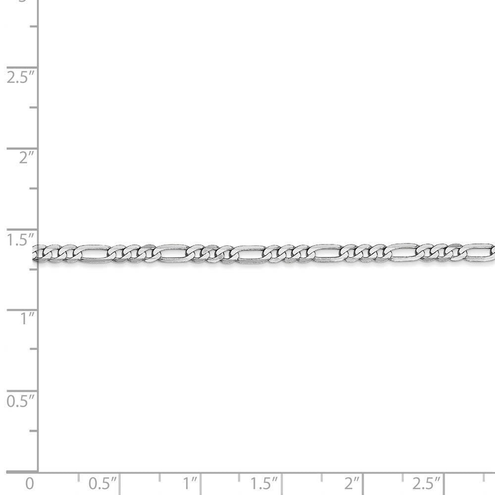 Alternate view of the 2.75mm, 14k White Gold, Flat Figaro Chain Bracelet by The Black Bow Jewelry Co.