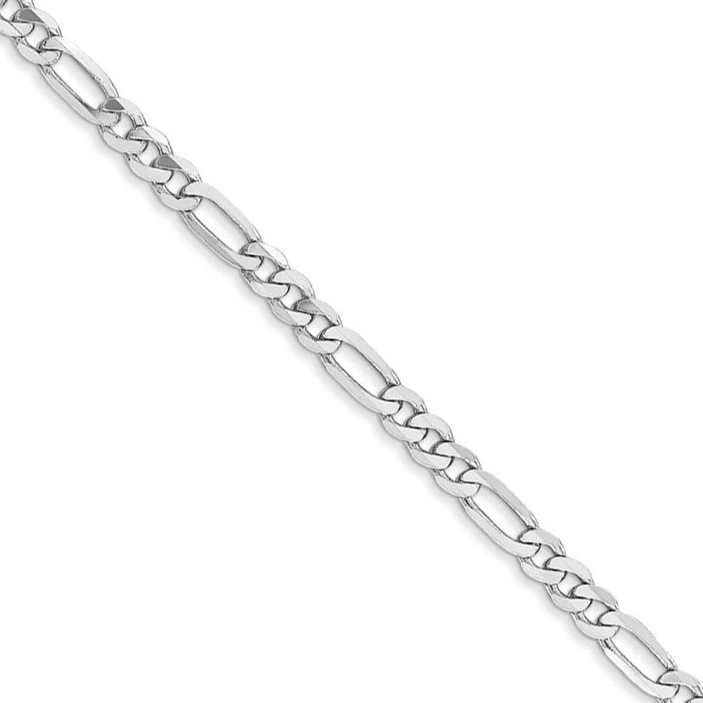 3mm, 14k White Gold, Women's Flat Figaro Chain Bracelet, Item C8301-B by The Black Bow Jewelry Co.