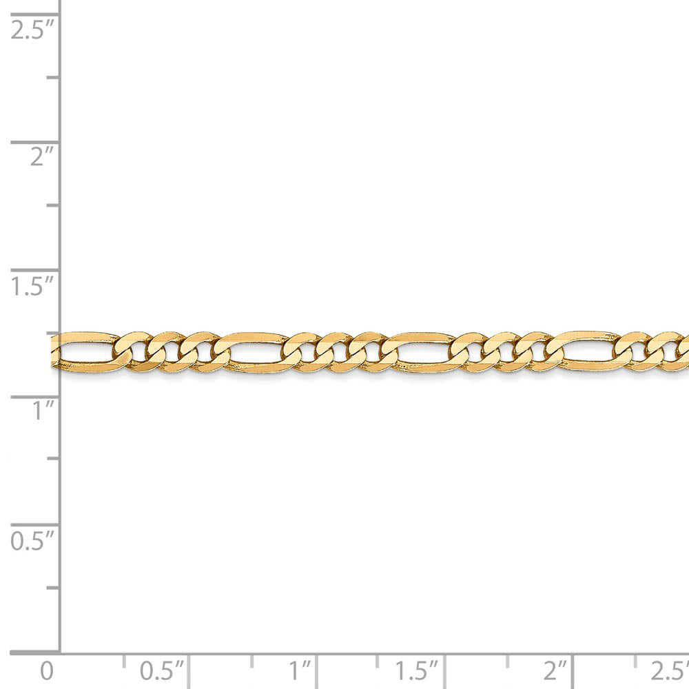 Alternate view of the 4mm, 14k Yellow Gold, Flat Figaro Chain Bracelet by The Black Bow Jewelry Co.