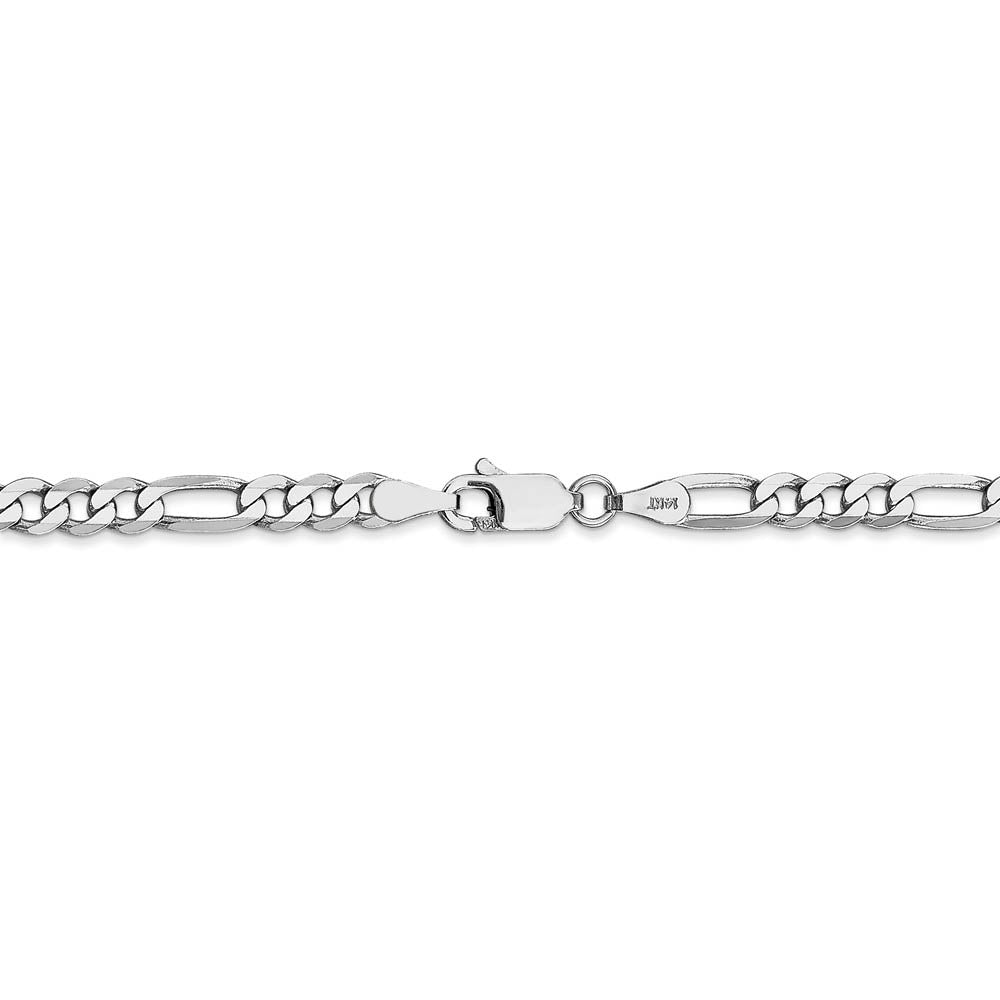 Alternate view of the 4mm, 14k White Gold, Flat Figaro Chain Bracelet by The Black Bow Jewelry Co.