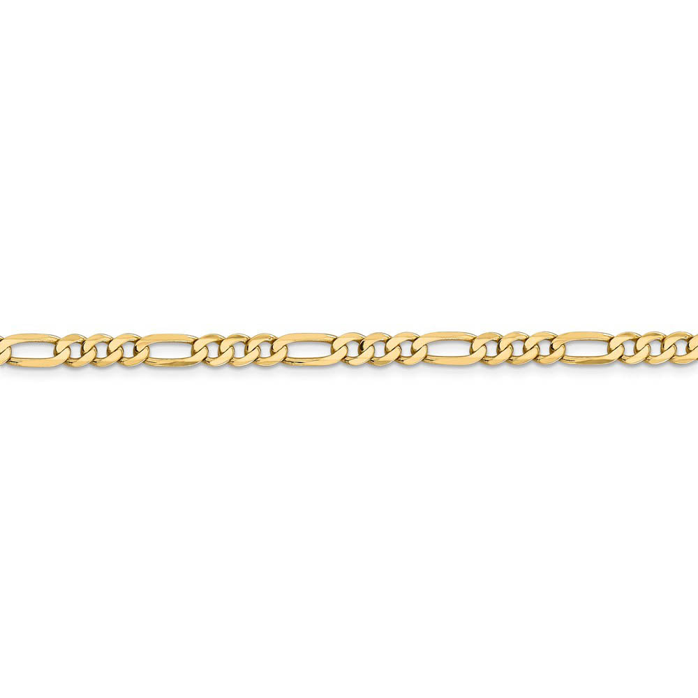 Alternate view of the 4.75mm, 14k Yellow Gold, Flat Figaro Chain Bracelet, 8 Inch by The Black Bow Jewelry Co.