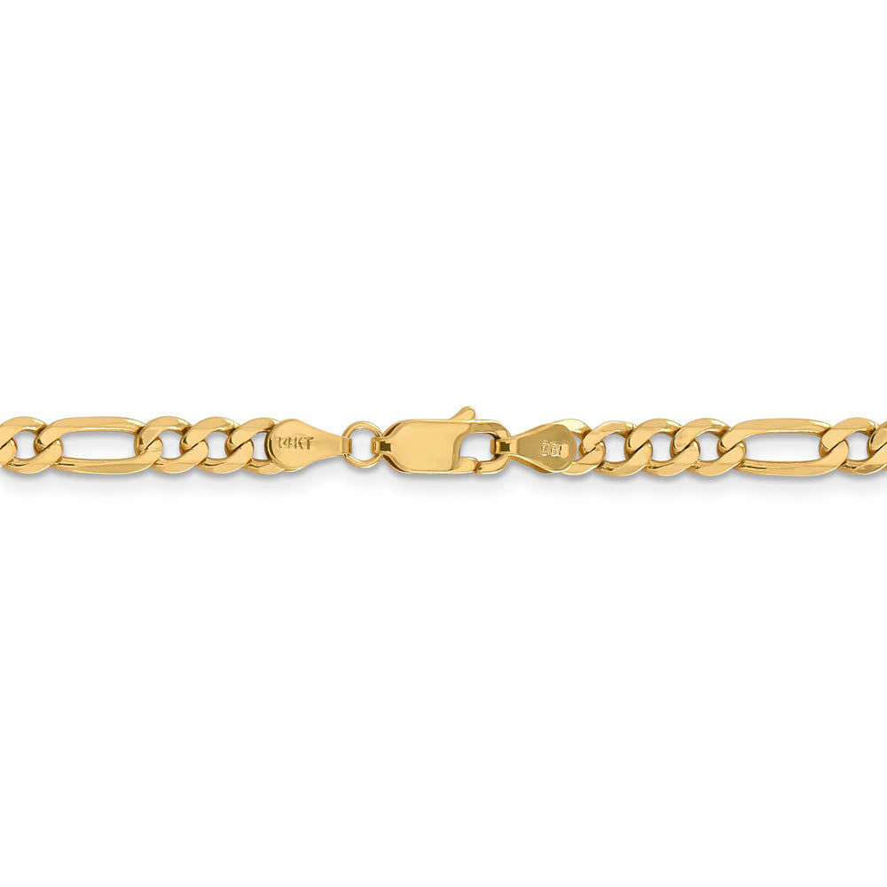 Alternate view of the 4.75mm, 14k Yellow Gold, Flat Figaro Chain Necklace by The Black Bow Jewelry Co.