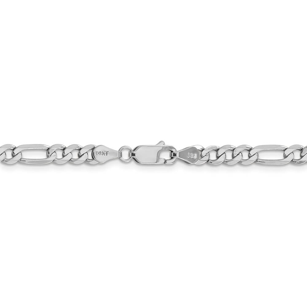 Alternate view of the 4.5mm, 14k White Gold, Flat Figaro Chain Necklace by The Black Bow Jewelry Co.