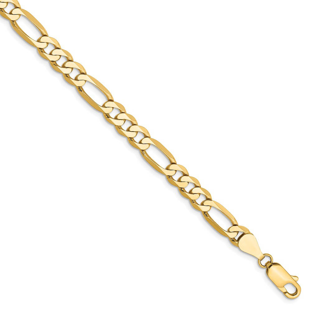 5.25mm, 14k Yellow Gold, Flat Figaro Chain Anklet or Bracelet, Item C8307-B by The Black Bow Jewelry Co.
